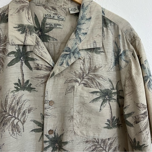 Batik Bay Hawaiian 100% Machine Washable Silk Coconut Palm Button Up Size XL - Picture 4 of 6